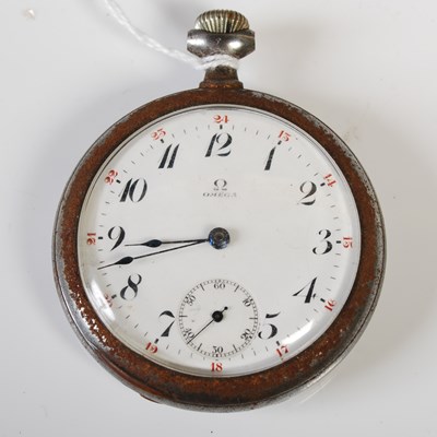 Lot 270 - A vintage white metal cased Omega open faced...