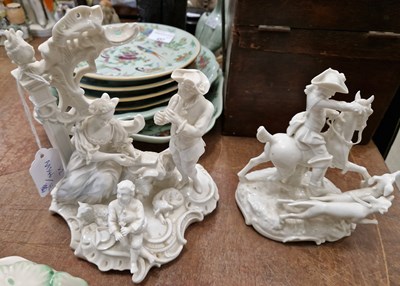 Lot 454A - Two blanc-de-chine porcelain figure groups in...