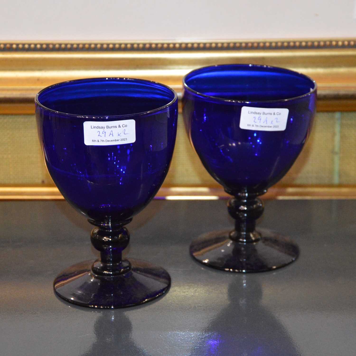 Lot 29 - A pair of 19th century Bristol blue glass wine...