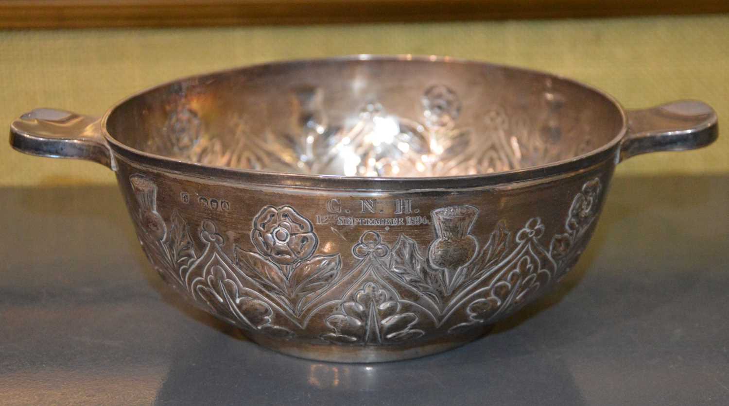 Lot 120 - A Victorian silver quaich, London 1891, makers...
