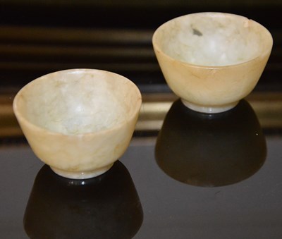 Lot 198B - Two Chinese jade cups, approx. 5cm diameter x...