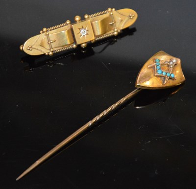 Lot 281D - A late 19th century yellow metal brooch,...