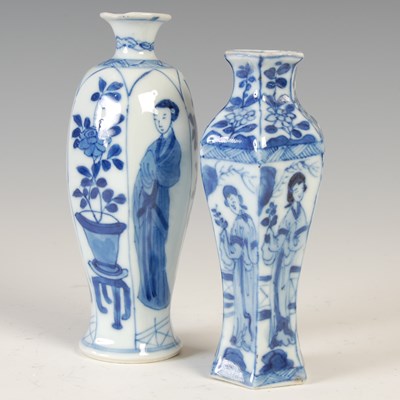 Lot 554 - Two Chinese porcelain blue and white hexagonal...