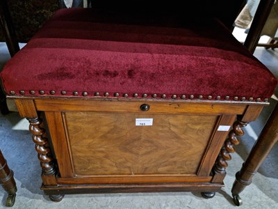 Lot 703 - A 19th century mahogany box stool with red...