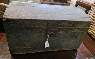 Lot 704 - An antique pine dome top storage trunk, the...