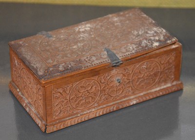 Lot 293B - An Indian carved wood rectangular casket,...