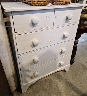 Lot 719 - A white painted pine chest of two short over...