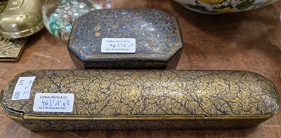 Lot 462A - A Persian papier mache scribes box with gilded...