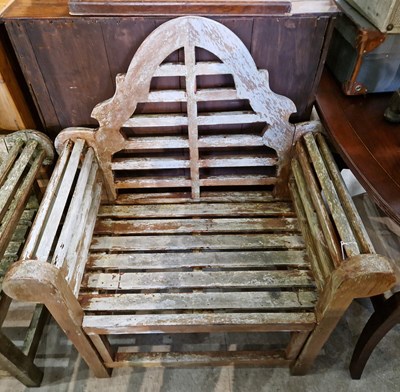 Lot 731A - A teak 'Lutyens' style single seat garden...