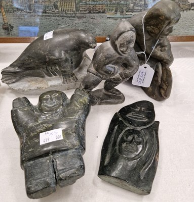 Lot 465B - A group of Inuit stone carvings to include a...