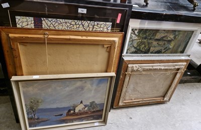 Lot 752 - A group of five decorative paintings and...