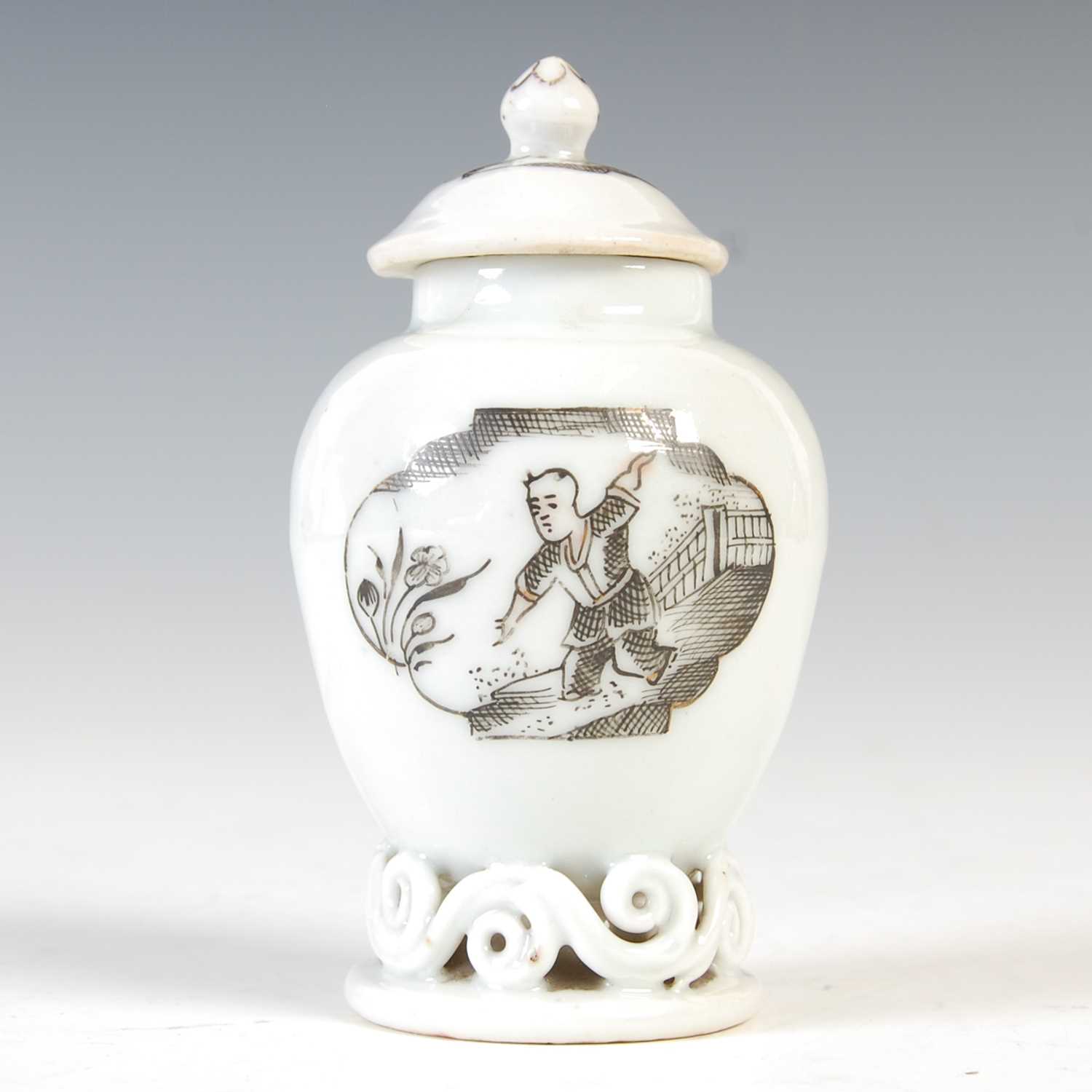 Lot 560 - A Chinese porcelain miniature tea canister and...