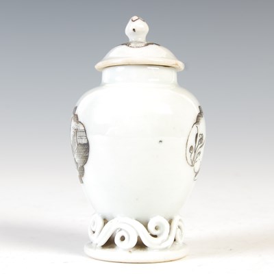 Lot 560 - A Chinese porcelain miniature tea canister and...