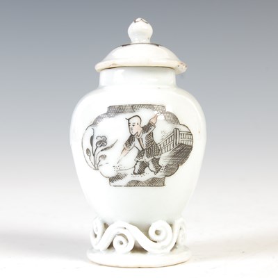 Lot 560 - A Chinese porcelain miniature tea canister and...