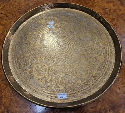 Lot 756 - An Indian brass metal table top / tray with...