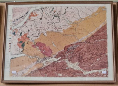 Lot 614 - A framed geological survey of Scotland map,...