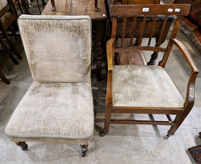 Lot 836 - A Victorian nursing chair together with an...