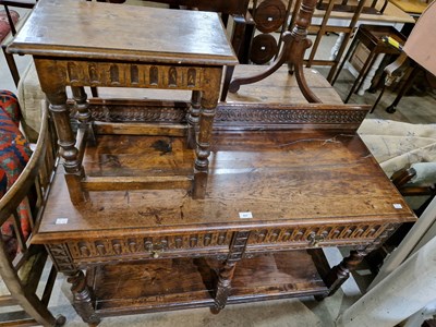 Lot 837 - A 19th century carved oak buffet table,...