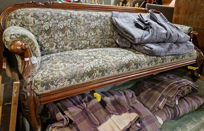 Lot 841 - A 19th century mahogany sofa with floral...