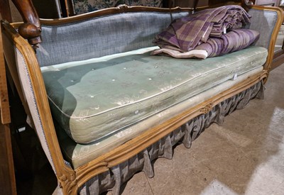 Lot 842 - A French blondewood day-bed of large...