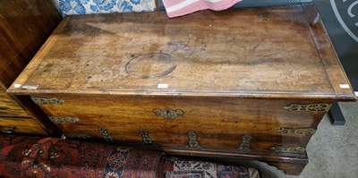 Lot 851 - An antique brass bound walnut coffer with...