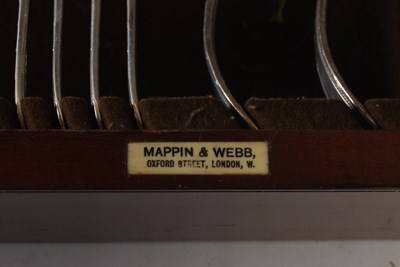 Lot 172 - Mappin & Webb, a mahogany cased silver canteen...
