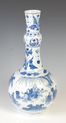 Lot 573 - A Chinese porcelain blue and white bottle vase,...