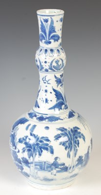 Lot 573 - A Chinese porcelain blue and white bottle vase,...