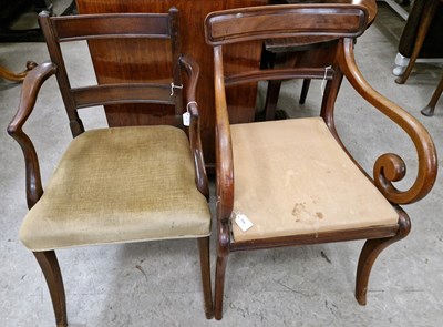 Lot 779 - An antique mahogany elbow chair with scroll...