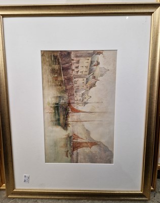 Lot 543 - A. Fisher (19th century) Harbour at Twilight...