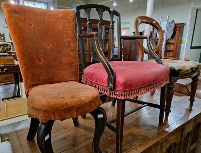 Lot 786 - A George III elbow chair with square tapered...