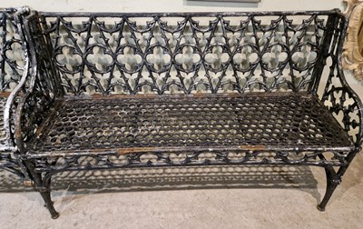 Lot 793 - A late 19th century cast iron bench of gothic...