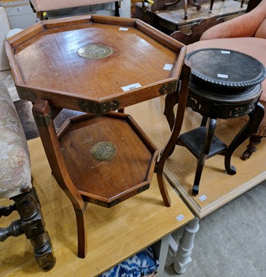 Lot 802 - A Chinese octagonal folding twin tray table...