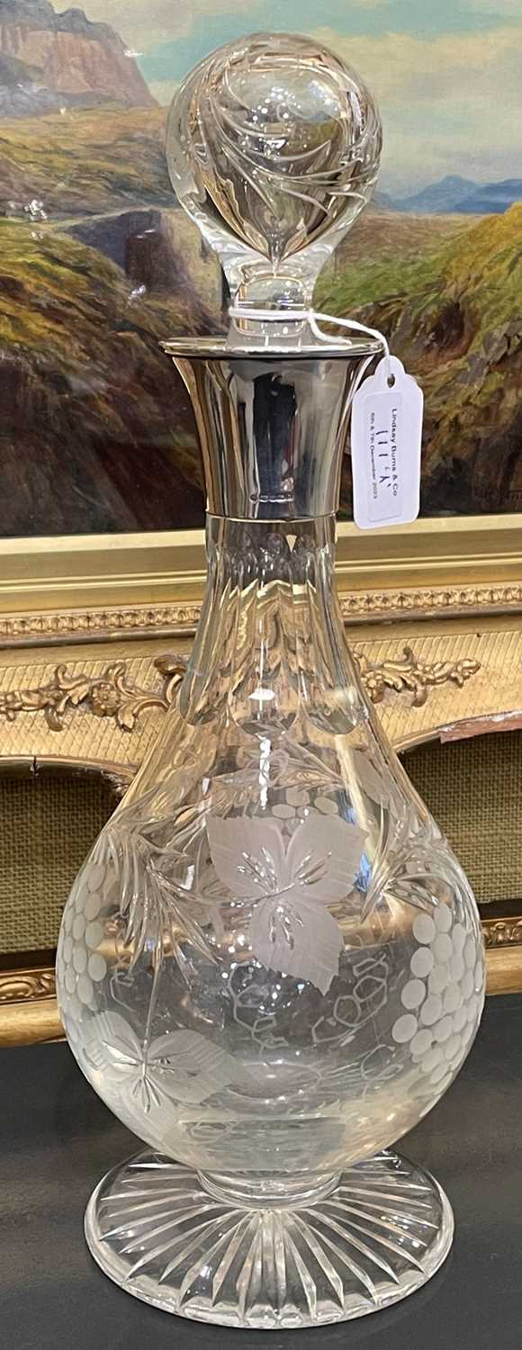 Lot 111 - A modern silver mounted cut and etched glass...