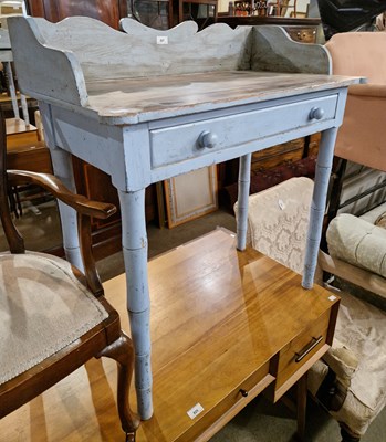 Lot 827 - A vintage blue painted pine side table with...