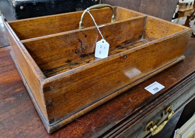 Lot 760 - An antique stained pine two division cutlery...