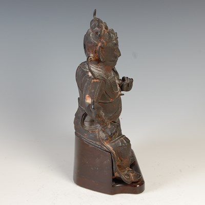 Lot 582 - A Chinese bronze figure of Wudi, modelled...