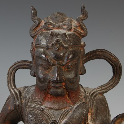 Lot 582 - A Chinese bronze figure of Wudi, modelled...