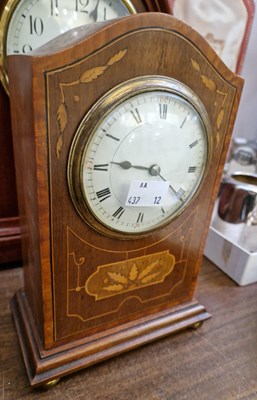 Lot 259 - An Edwardian mahogany inlaid mantle clock with...