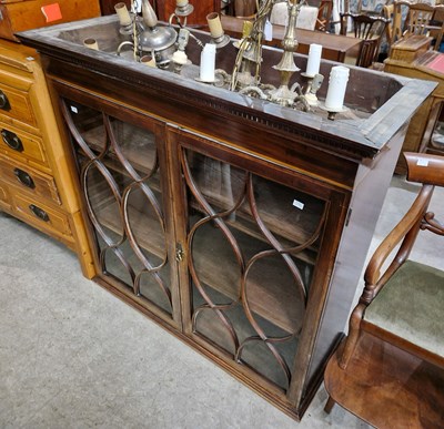 Lot 703 - A Georgian mahogany and checker-banded cabinet...