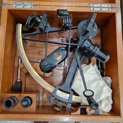 Lot 288 - An antique sextant in a fitted wooden case,...