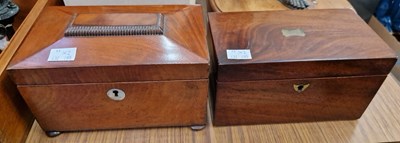 Lot 292 - A 19th century mahogany two-division tea caddy,...