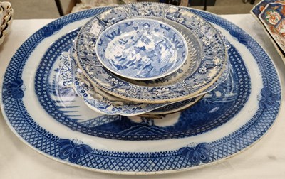 Lot 321 - A group of five 19th century blue and white...