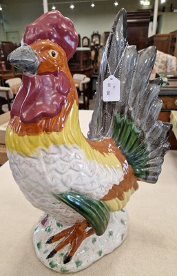 Lot 335 - A large continental ceramic figure of a cockerel.