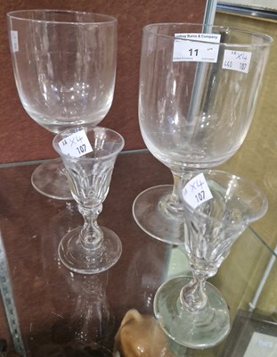 Lot 11 - A pair of 19th century clear glass goblets,...