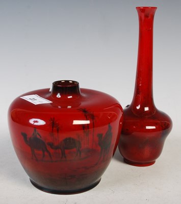 Lot 23 - Two Royal Doulton flambé vases, to include a...