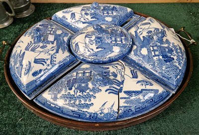 Lot 352A - A 19th century blue and white willow pattern...