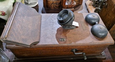 Lot 364 - An antique oak wall-mounted Western Electric...