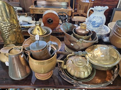 Lot 372 - A large collection of copper and brass ware to...