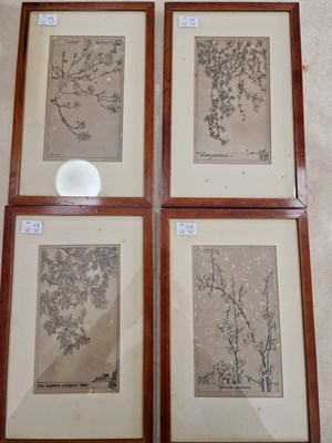 Lot 373 - A group of eight framed engravings of tree...